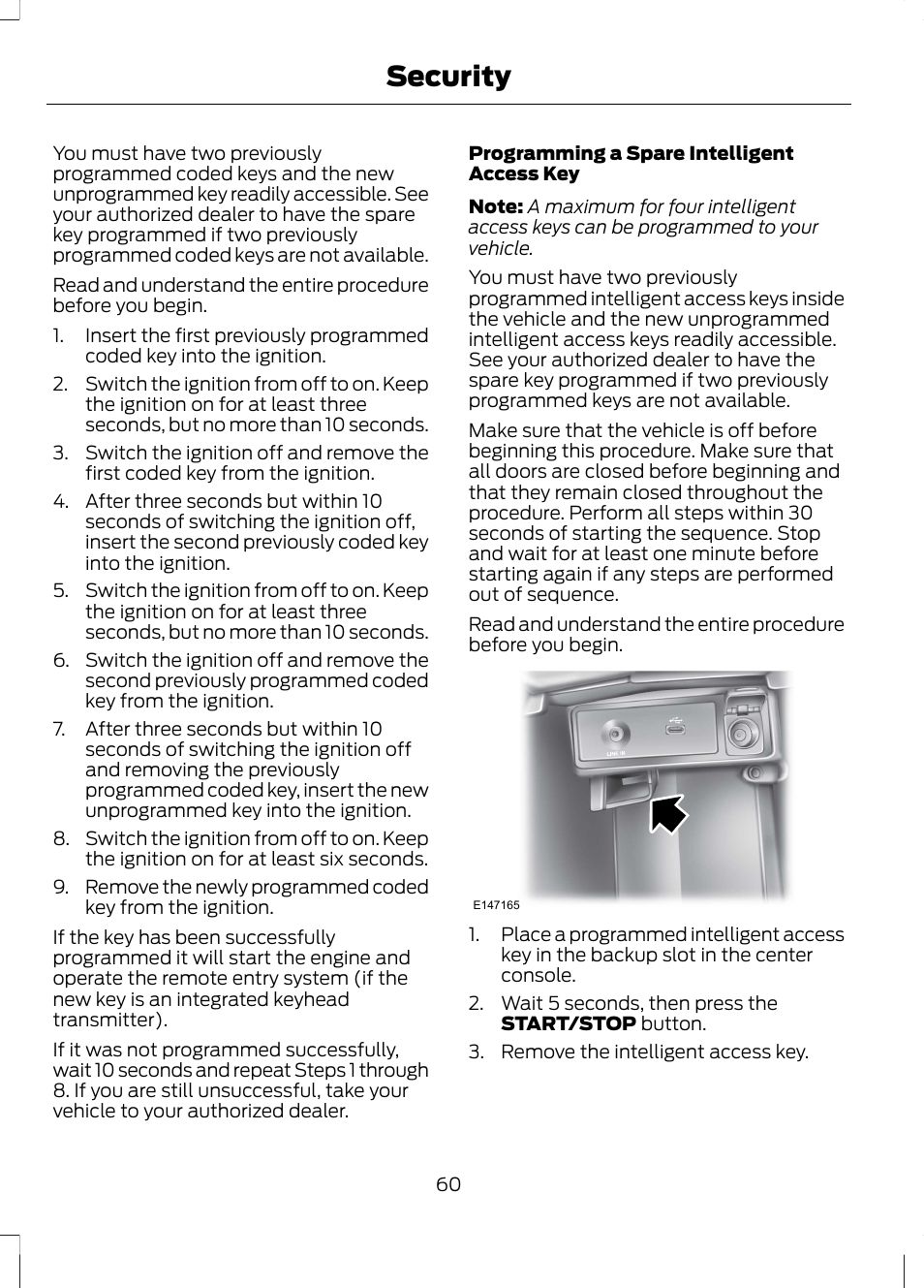 Security | FORD 2013 Fusion Hybrid v.1 User Manual | Page 62 / 461