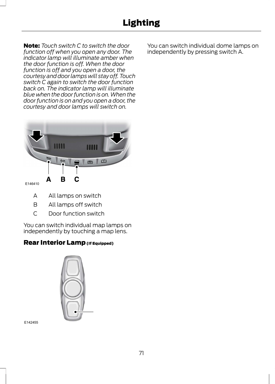 Lighting | FORD 2013 Fusion Hybrid v.1 User Manual | Page 73 / 461