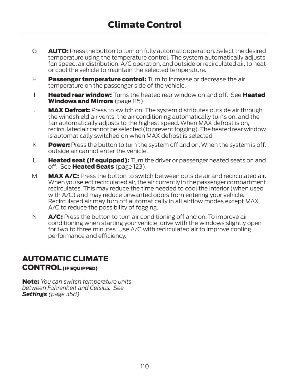 Climate control, Automatic climate control | FORD 2013 Fusion Hybrid v.2 User Manual | Page 113 / 470