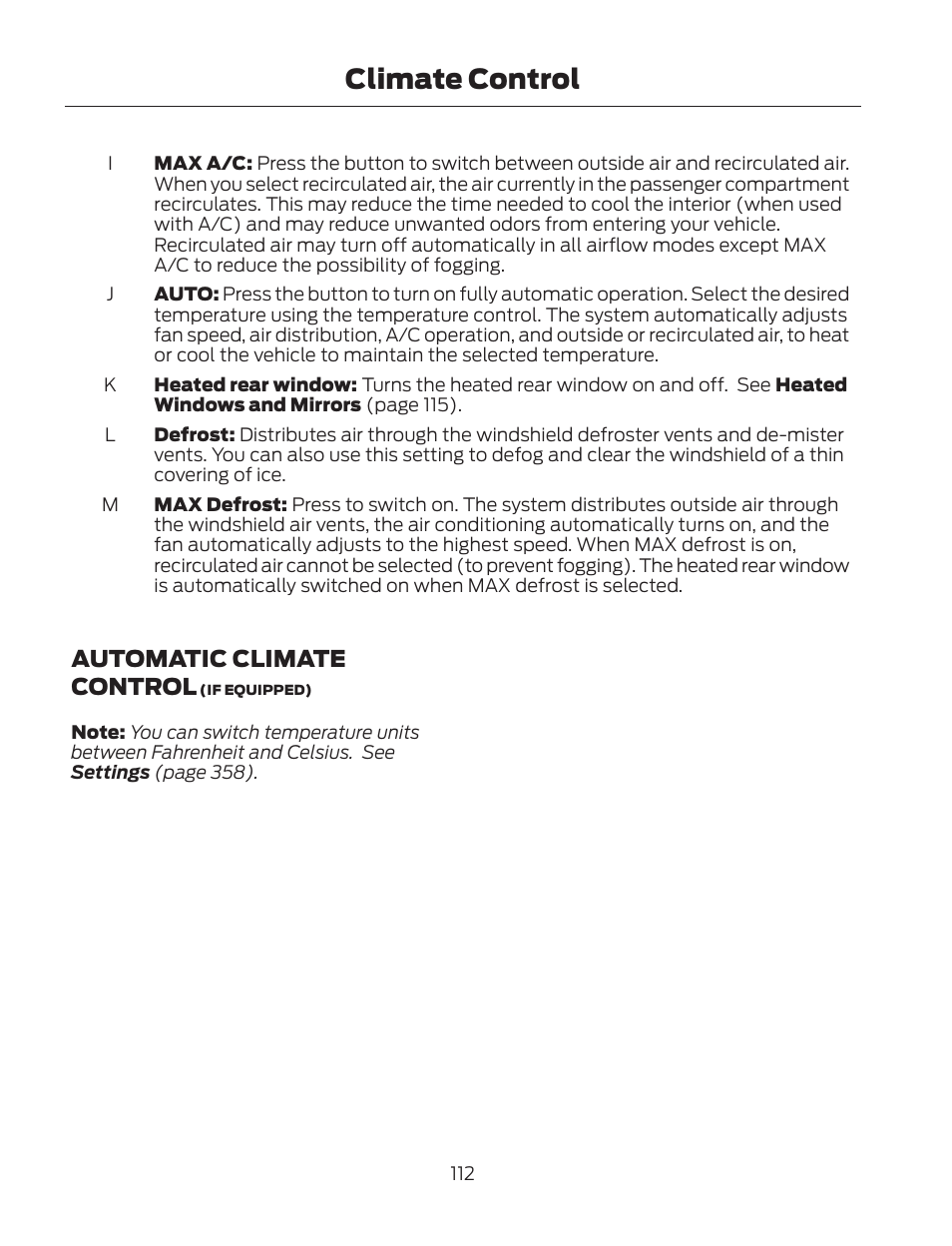 Climate control, Automatic climate control | FORD 2013 Fusion Hybrid v.2 User Manual | Page 115 / 470