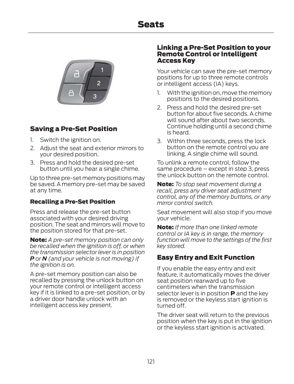 Seats | FORD 2013 Fusion Hybrid v.2 User Manual | Page 124 / 470