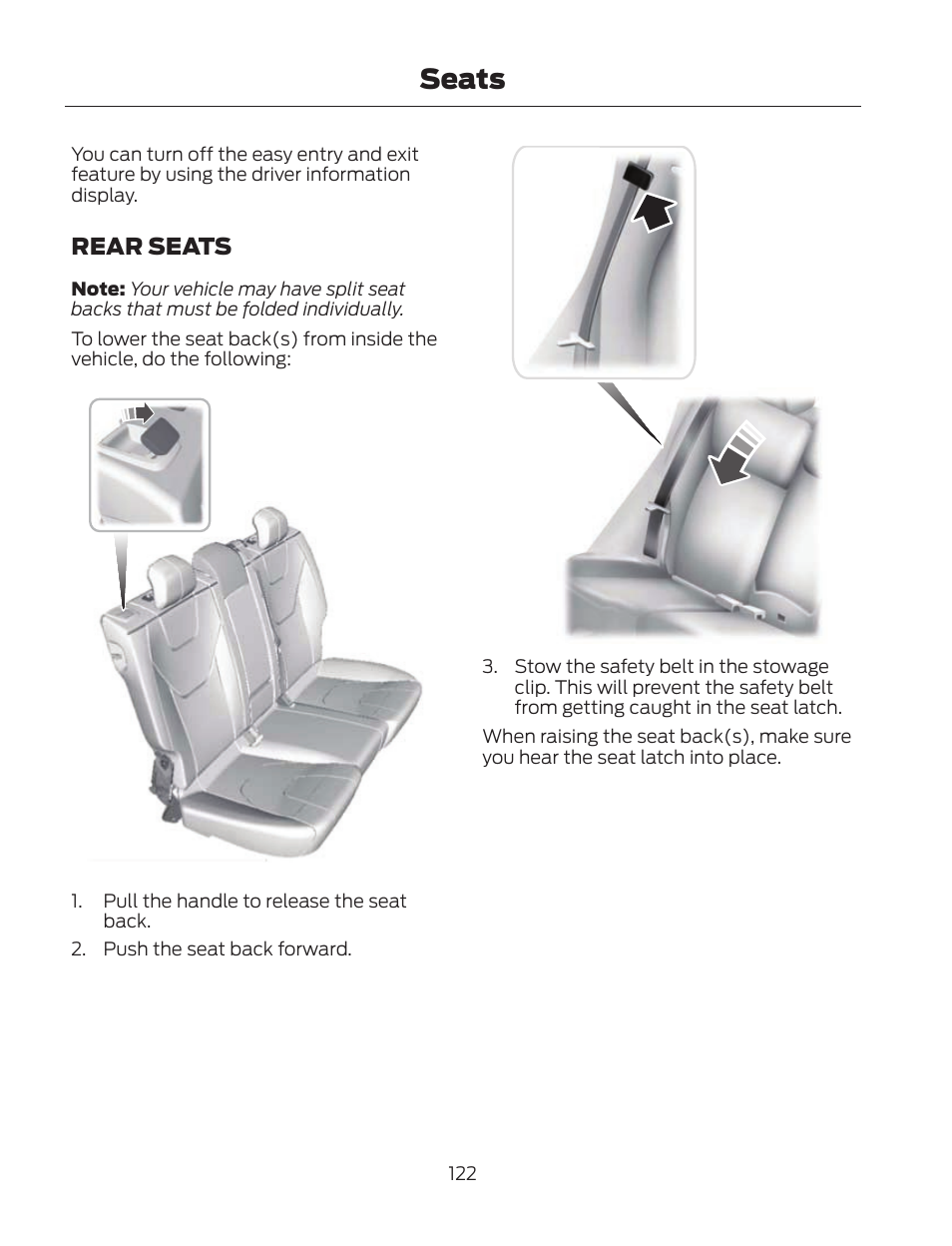 Seats, Rear seats | FORD 2013 Fusion Hybrid v.2 User Manual | Page 125 / 470
