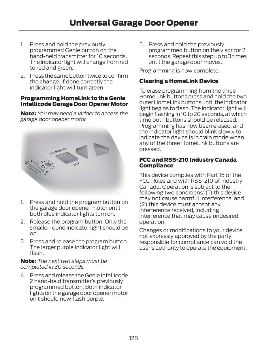 Universal garage door opener | FORD 2013 Fusion Hybrid v.2 User Manual | Page 131 / 470
