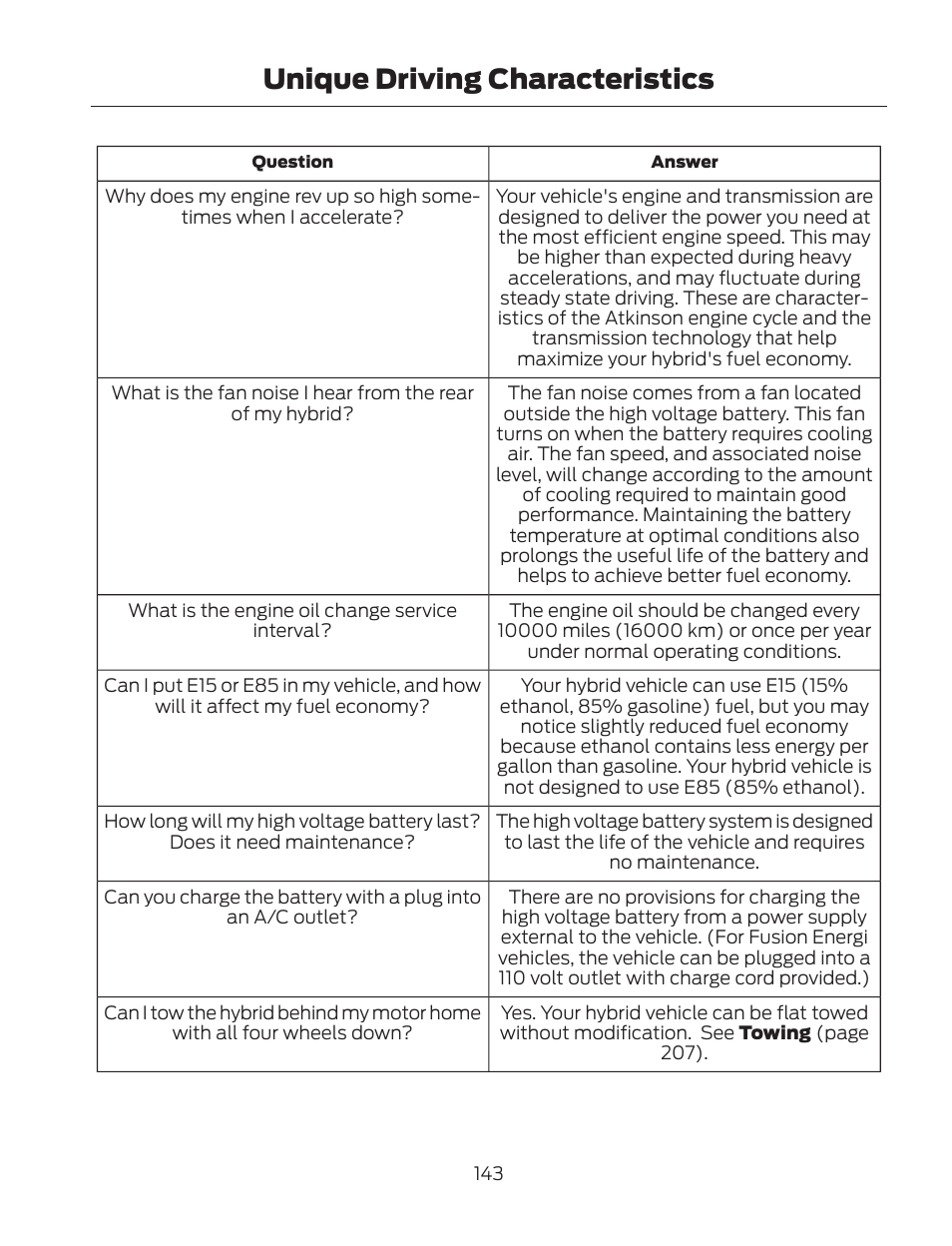 Unique driving characteristics | FORD 2013 Fusion Hybrid v.2 User Manual | Page 146 / 470