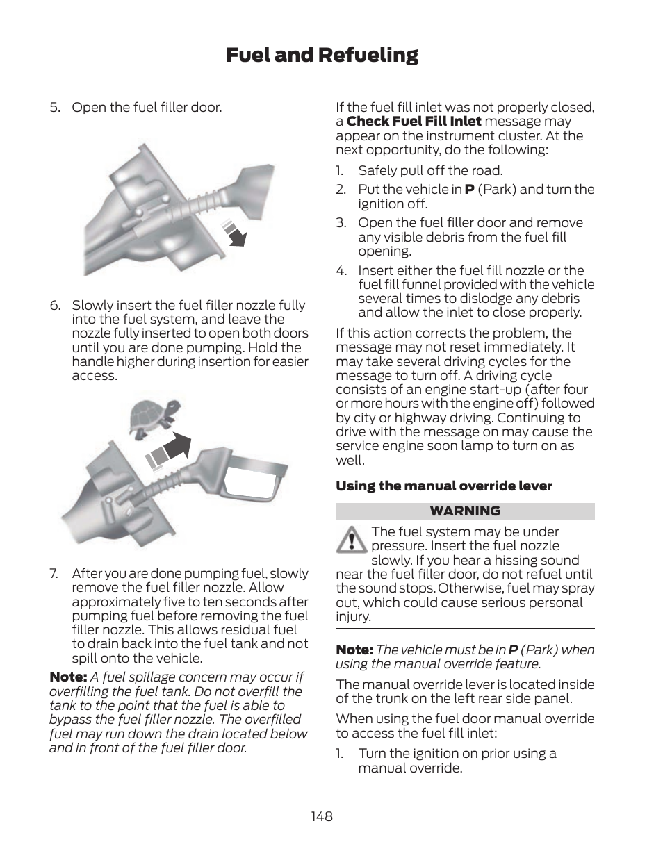 Fuel and refueling | FORD 2013 Fusion Hybrid v.2 User Manual | Page 151 / 470