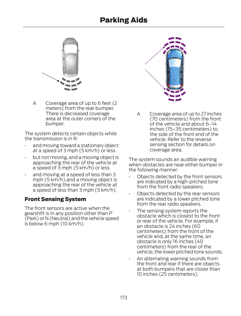 Parking aids | FORD 2013 Fusion Hybrid v.2 User Manual | Page 176 / 470