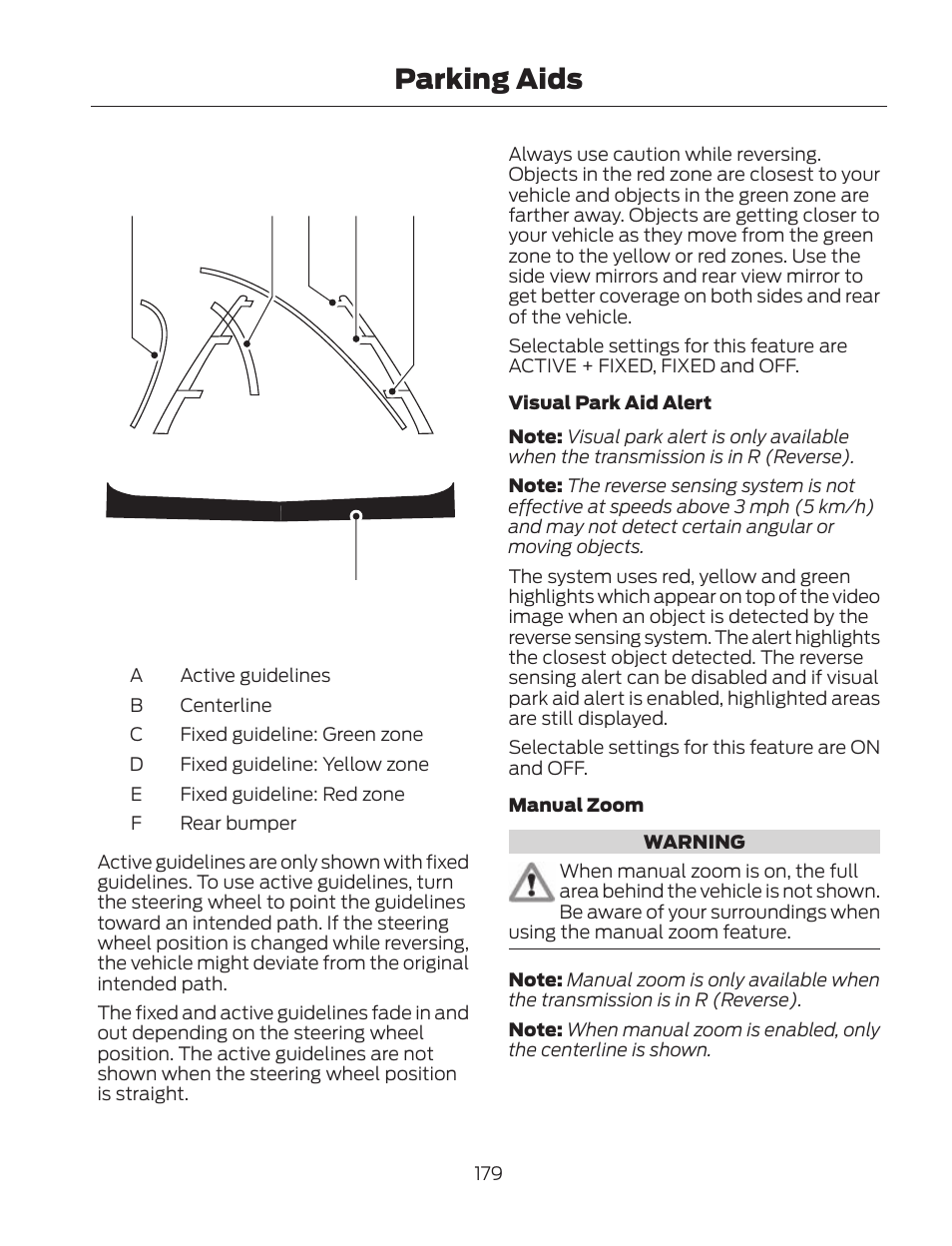 Parking aids | FORD 2013 Fusion Hybrid v.2 User Manual | Page 182 / 470