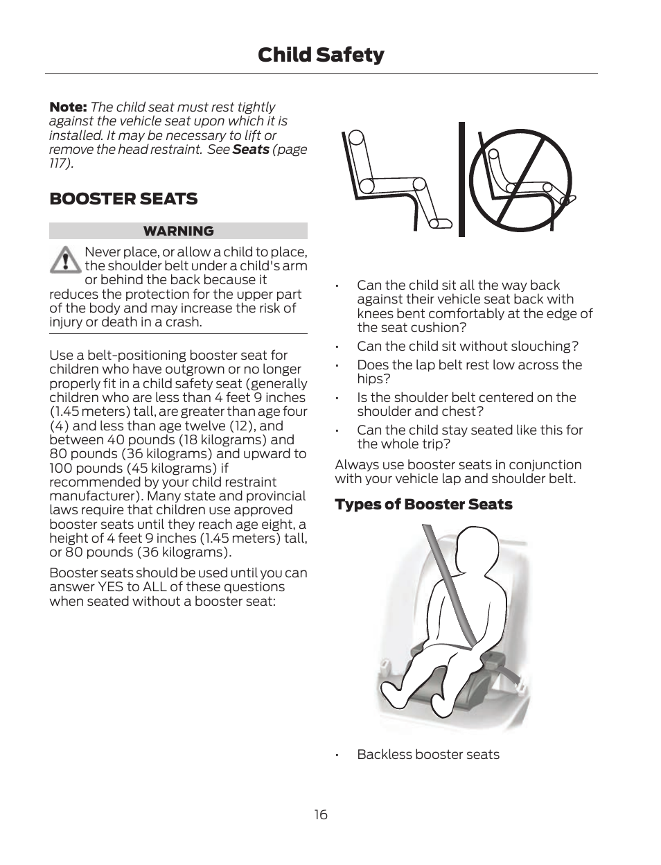 Child safety, Booster seats | FORD 2013 Fusion Hybrid v.2 User Manual | Page 19 / 470