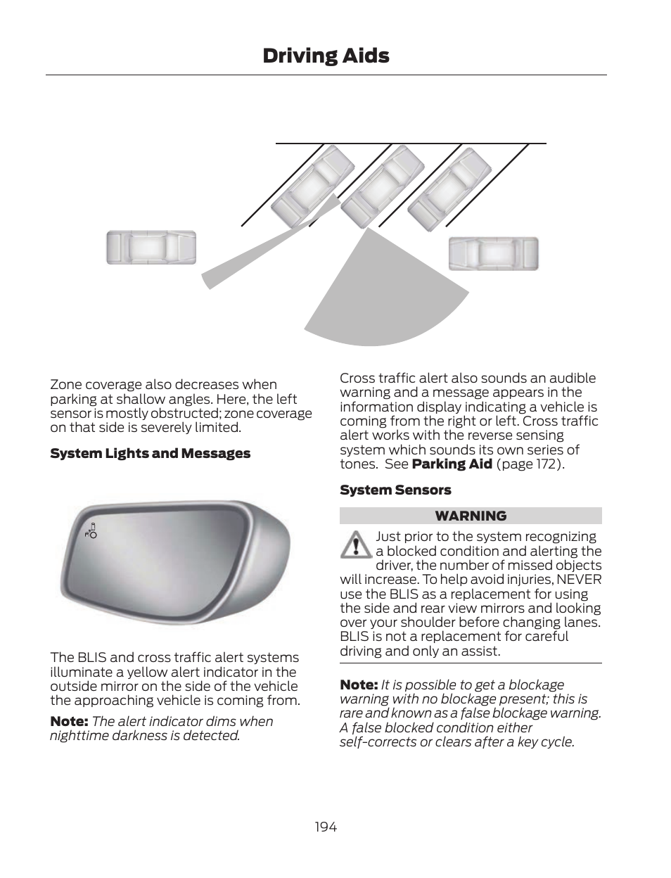 Driving aids | FORD 2013 Fusion Hybrid v.2 User Manual | Page 197 / 470