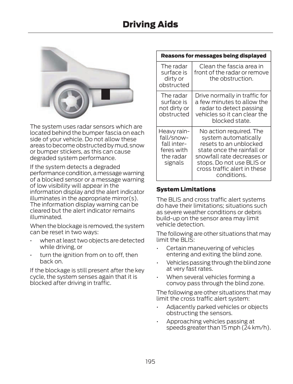 Driving aids | FORD 2013 Fusion Hybrid v.2 User Manual | Page 198 / 470