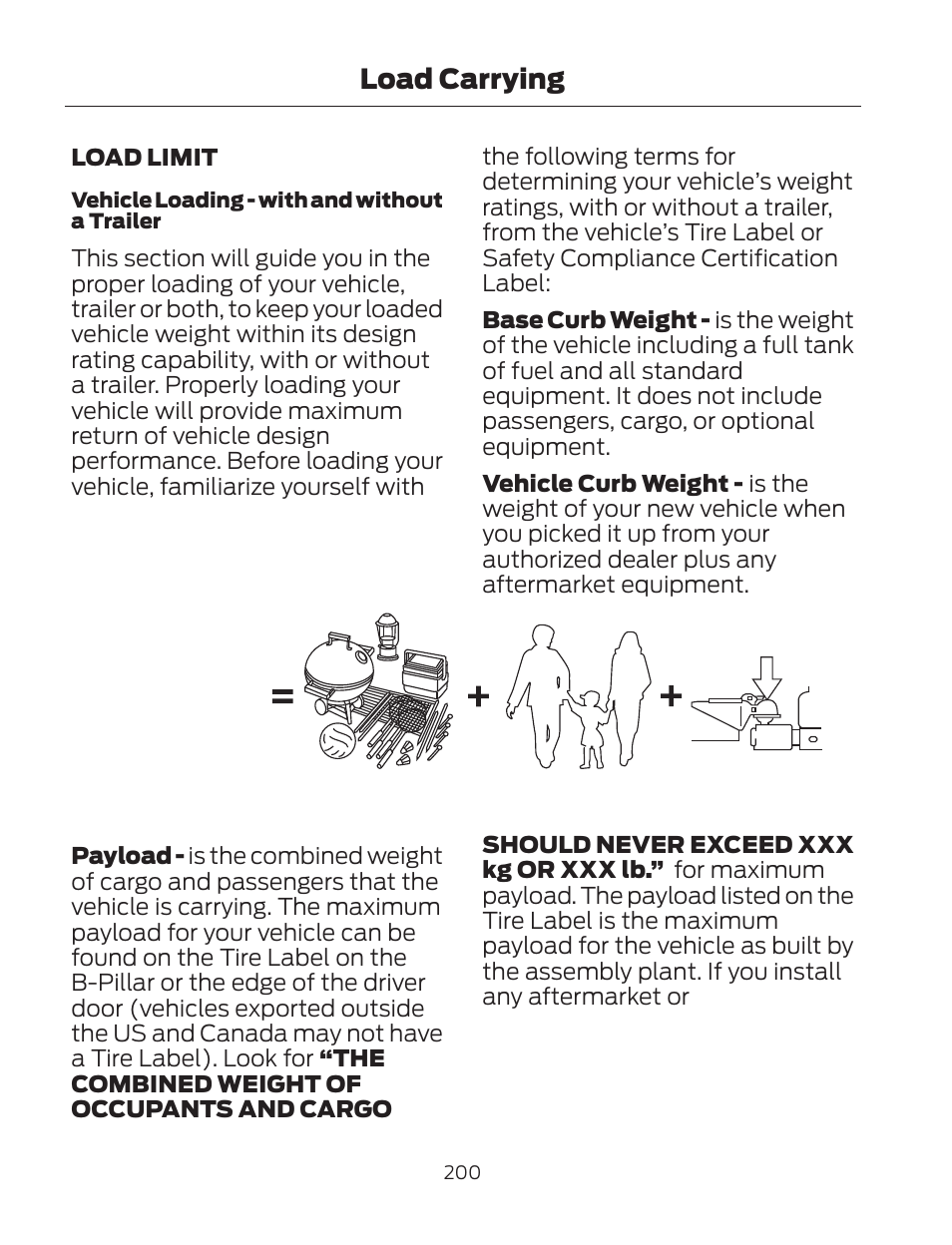 Payload, Load carrying | FORD 2013 Fusion Hybrid v.2 User Manual | Page 203 / 470