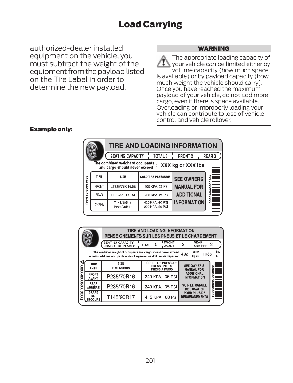 Load carrying | FORD 2013 Fusion Hybrid v.2 User Manual | Page 204 / 470