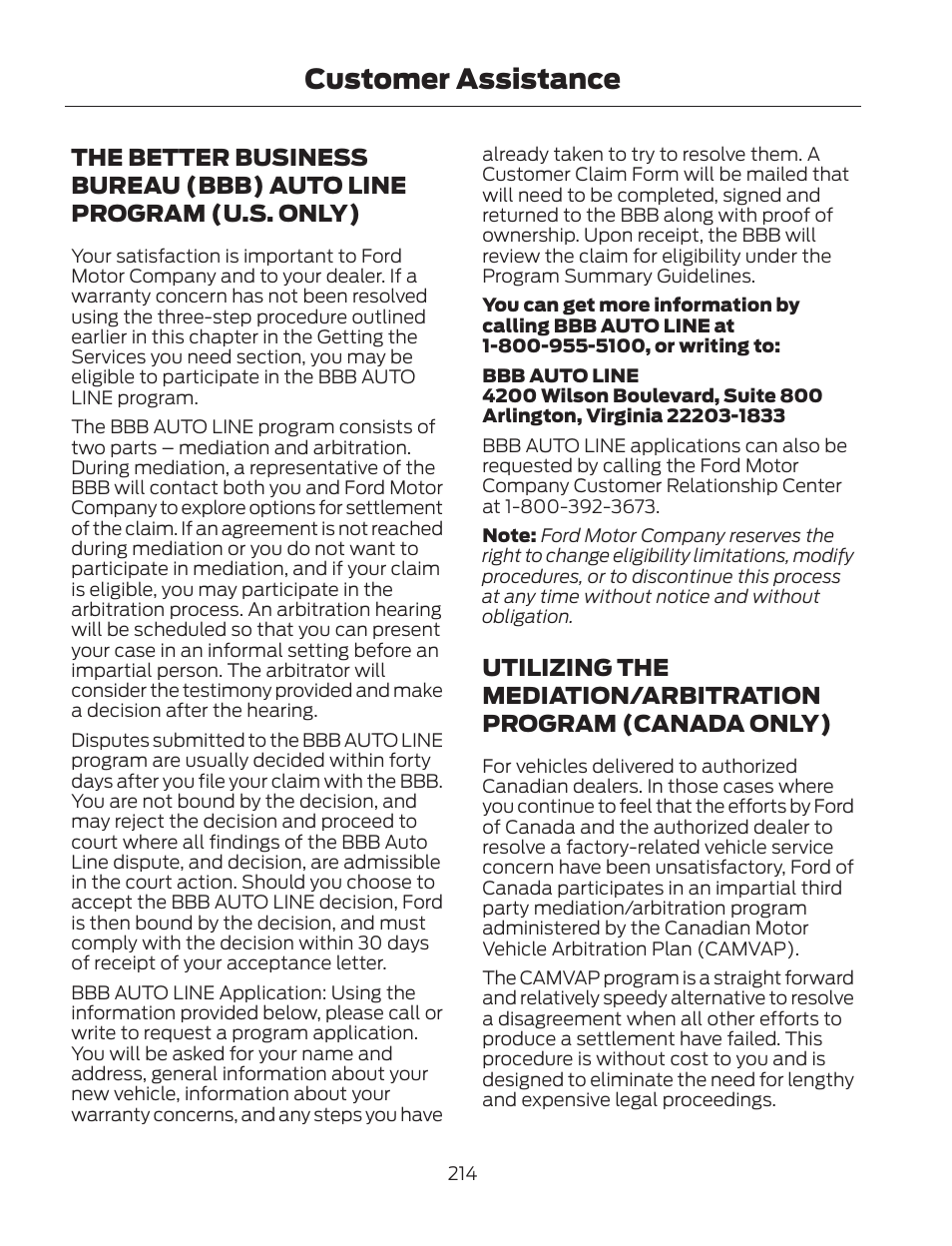 Customer assistance | FORD 2013 Fusion Hybrid v.2 User Manual | Page 217 / 470