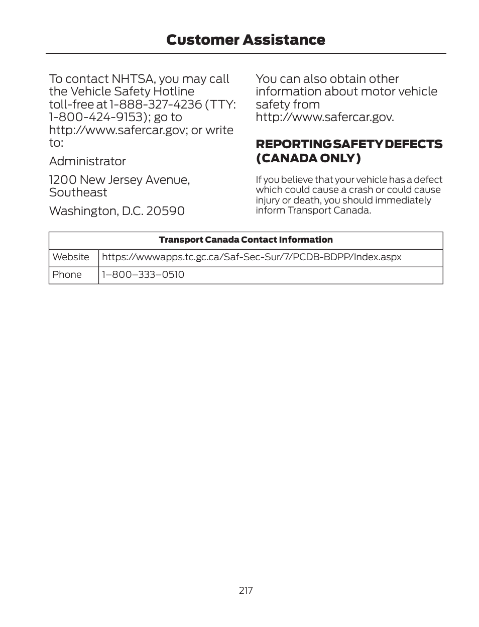 Customer assistance | FORD 2013 Fusion Hybrid v.2 User Manual | Page 220 / 470