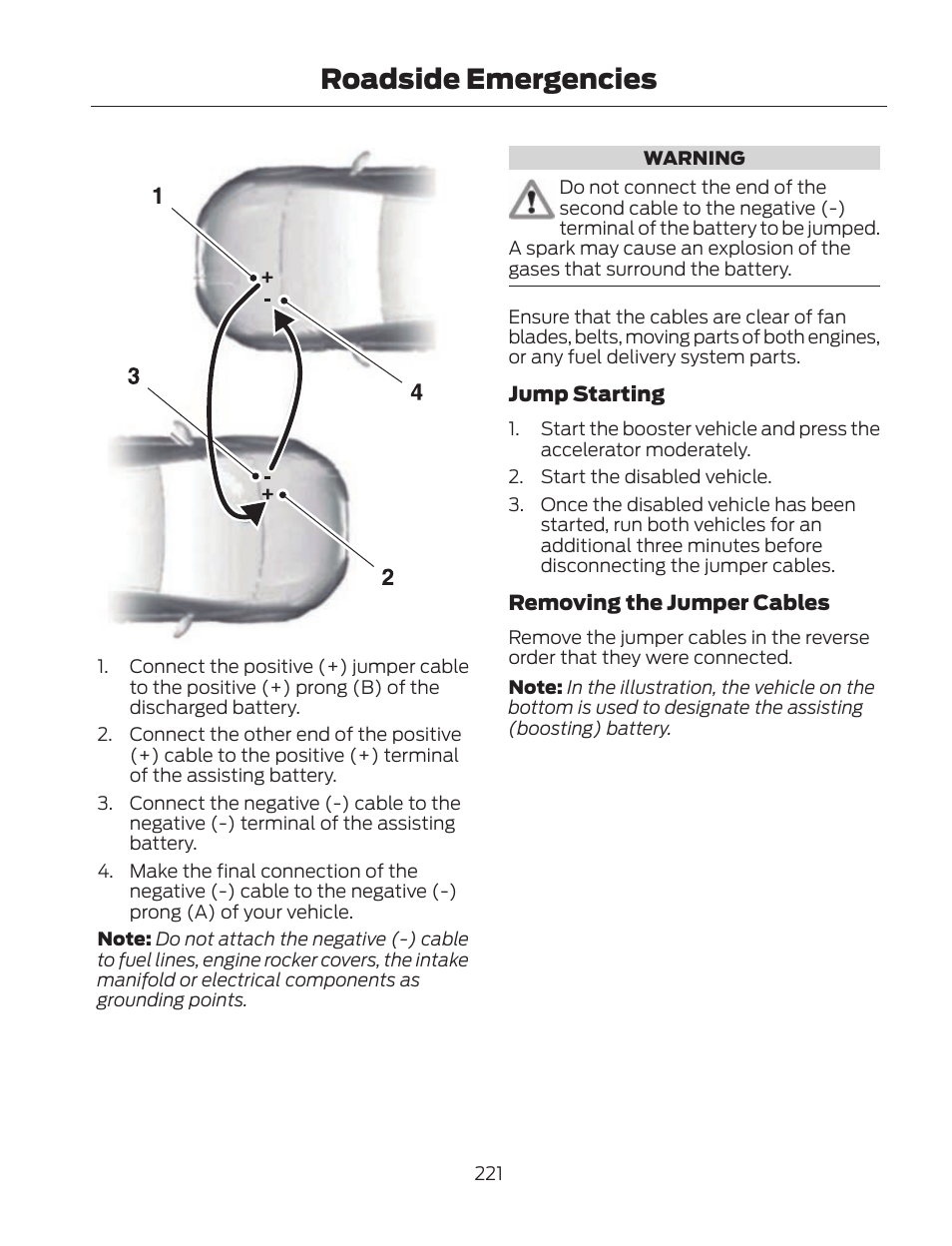 Roadside emergencies | FORD 2013 Fusion Hybrid v.2 User Manual | Page 224 / 470