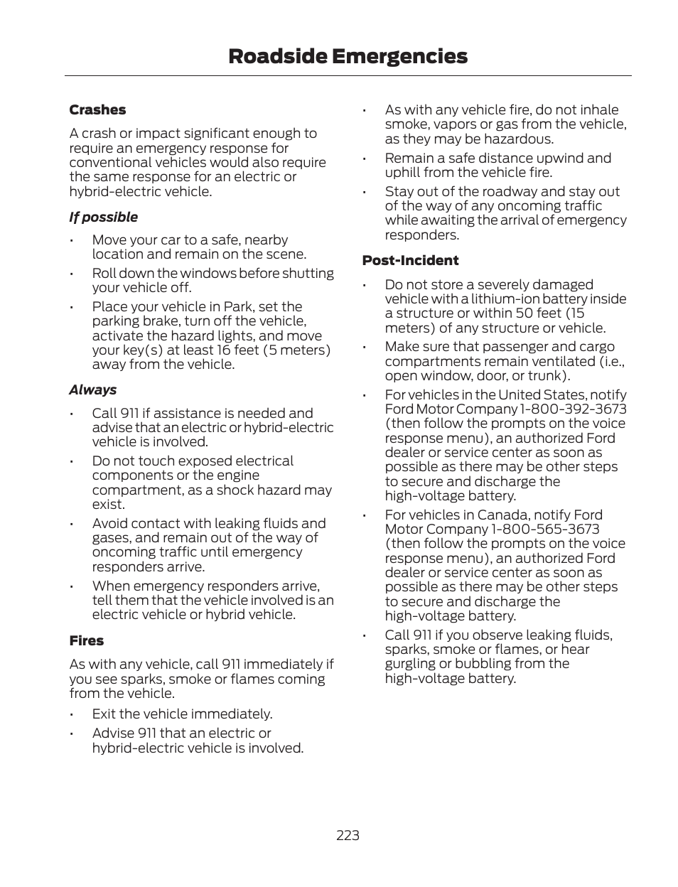 Roadside emergencies | FORD 2013 Fusion Hybrid v.2 User Manual | Page 226 / 470
