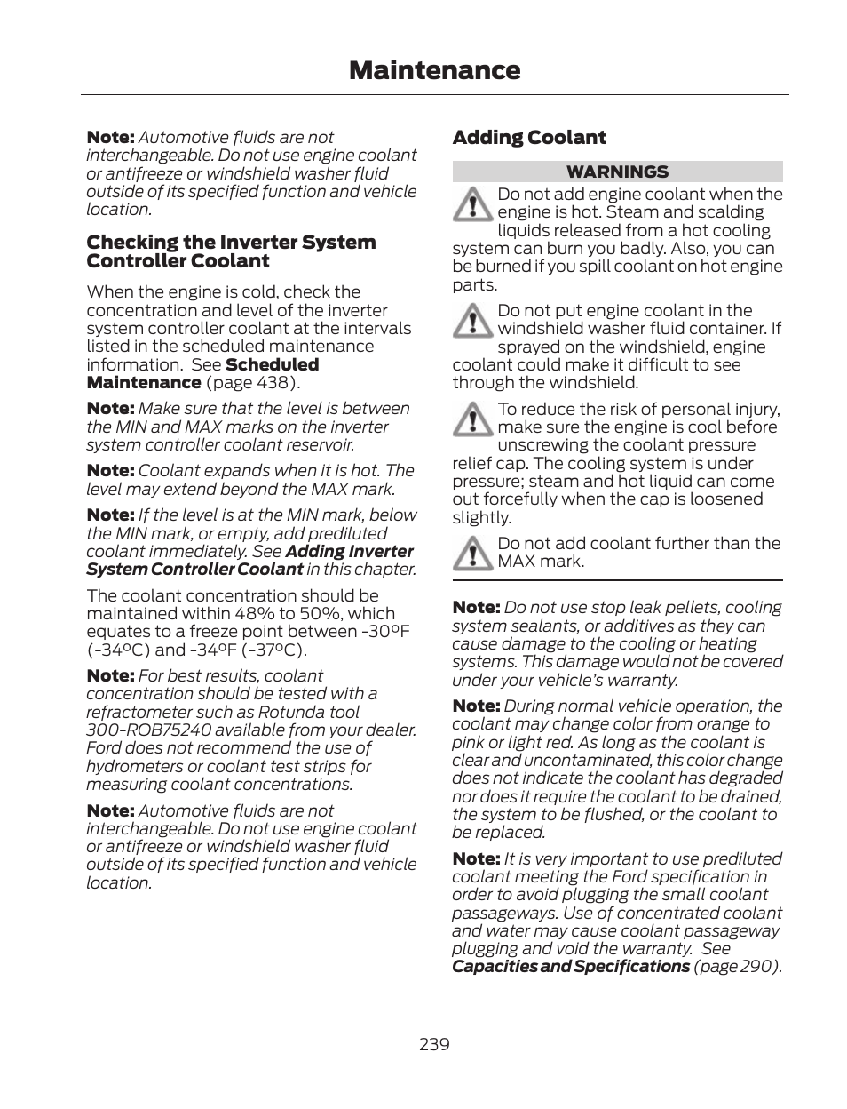 Maintenance | FORD 2013 Fusion Hybrid v.2 User Manual | Page 242 / 470