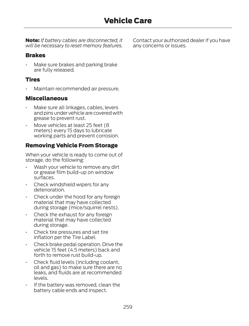 Vehicle care | FORD 2013 Fusion Hybrid v.2 User Manual | Page 262 / 470