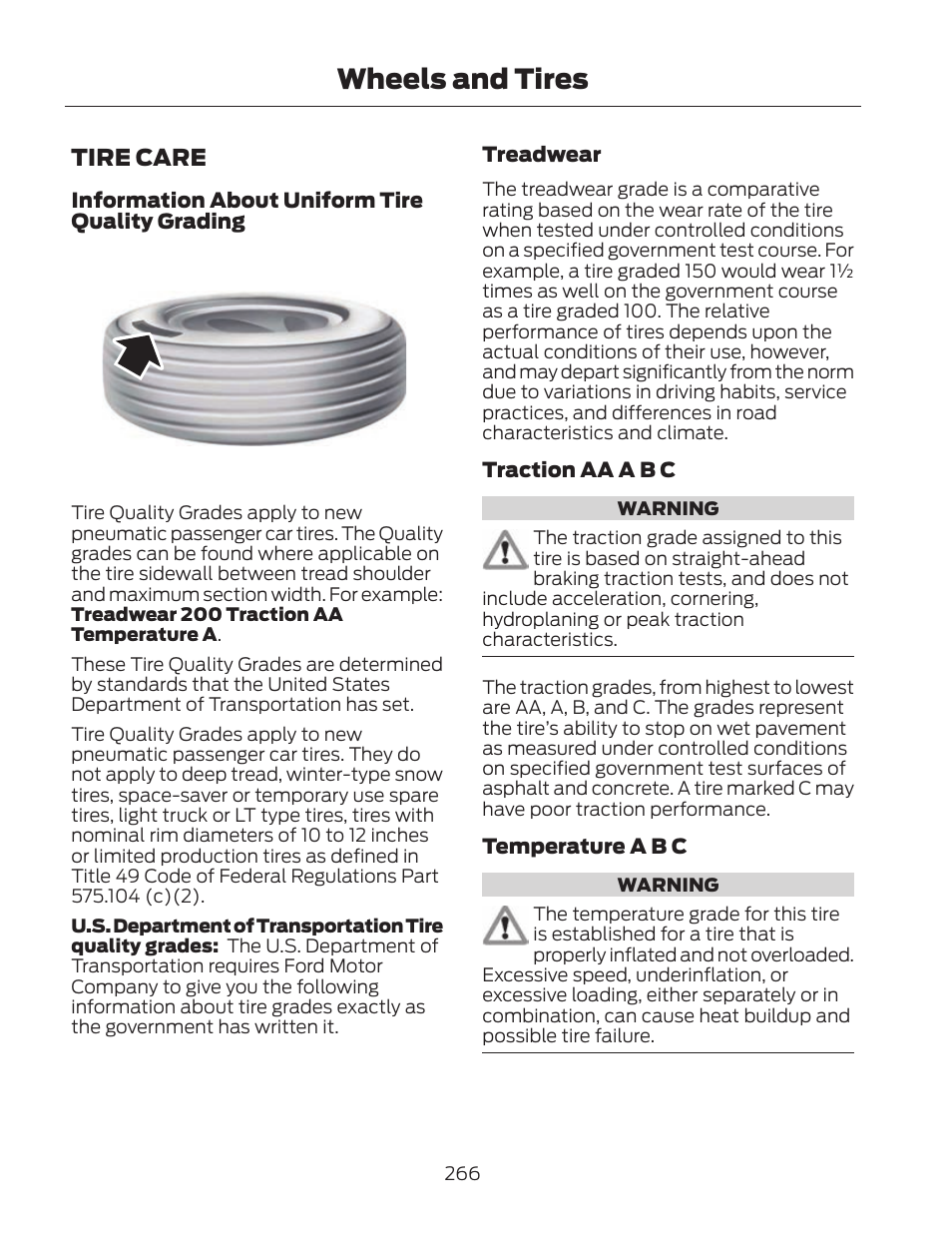 Wheels and tires, Tire care | FORD 2013 Fusion Hybrid v.2 User Manual | Page 269 / 470