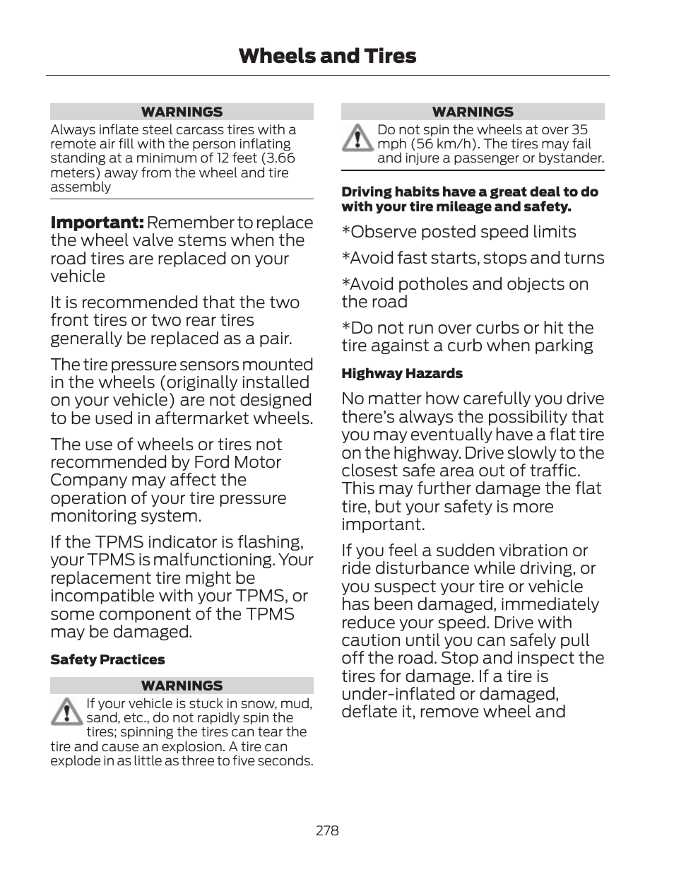 Wheels and tires | FORD 2013 Fusion Hybrid v.2 User Manual | Page 281 / 470