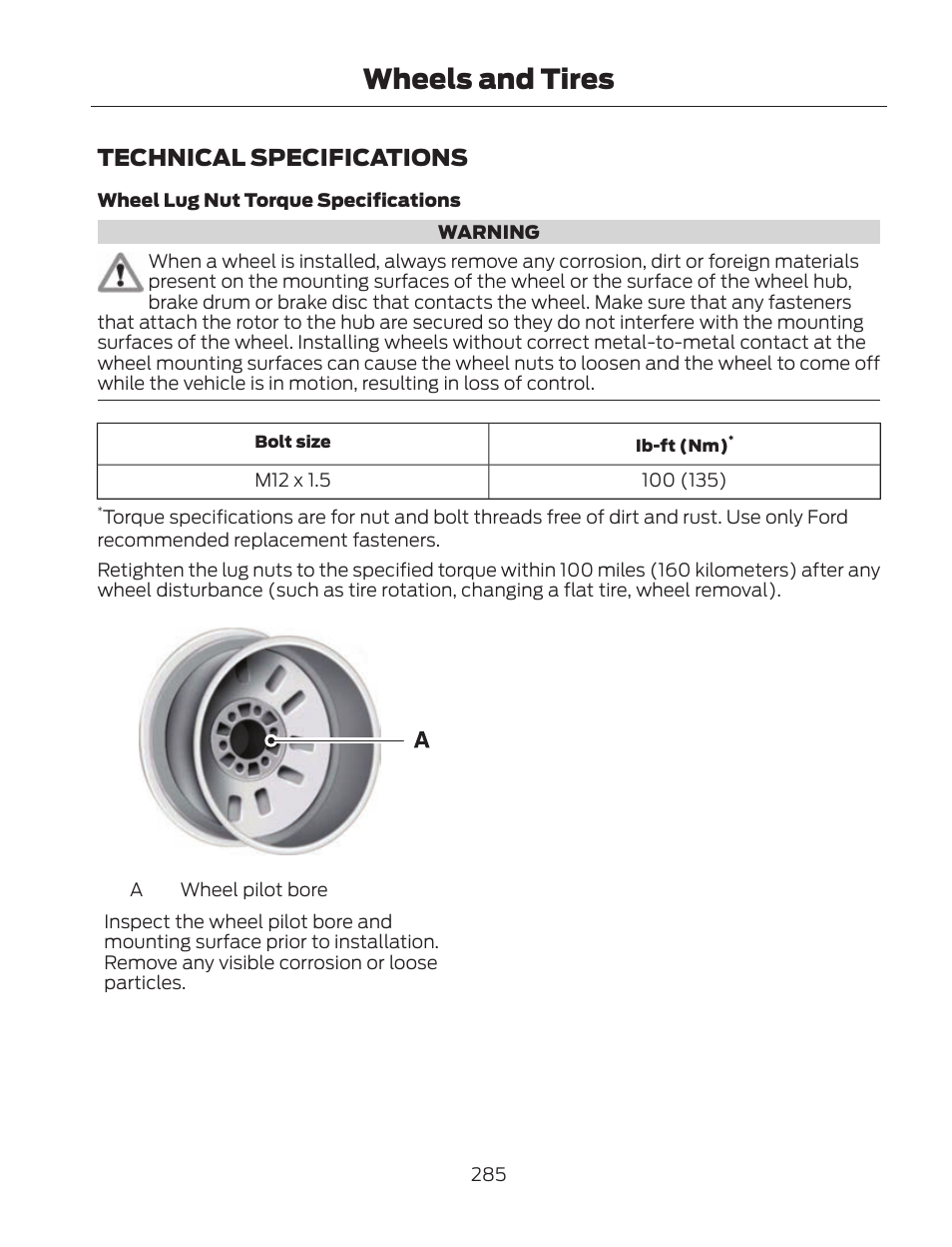 Wheels and tires, Technical specifications | FORD 2013 Fusion Hybrid v.2 User Manual | Page 288 / 470