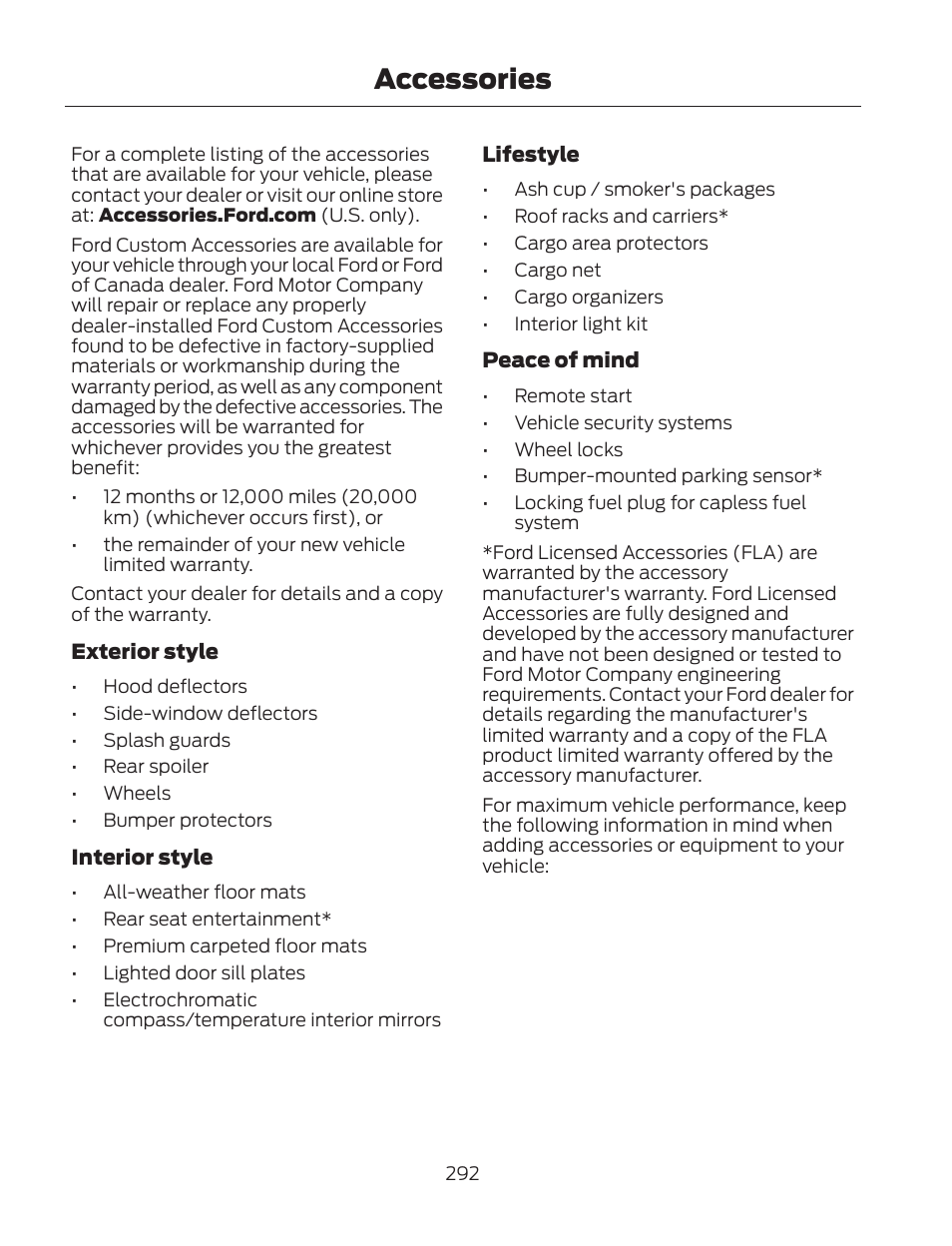 Accessories | FORD 2013 Fusion Hybrid v.2 User Manual | Page 295 / 470