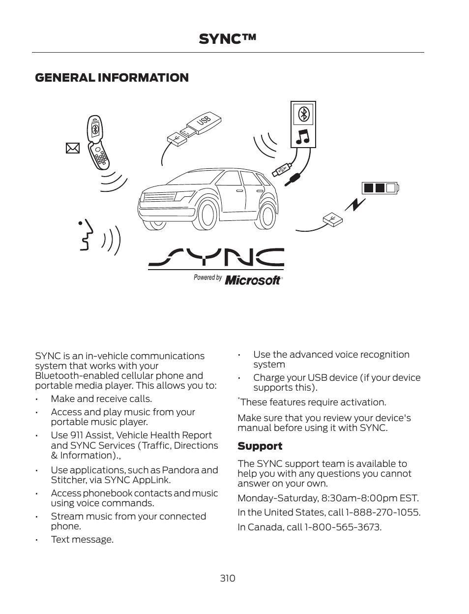 Sync, General information | FORD 2013 Fusion Hybrid v.2 User Manual | Page 313 / 470