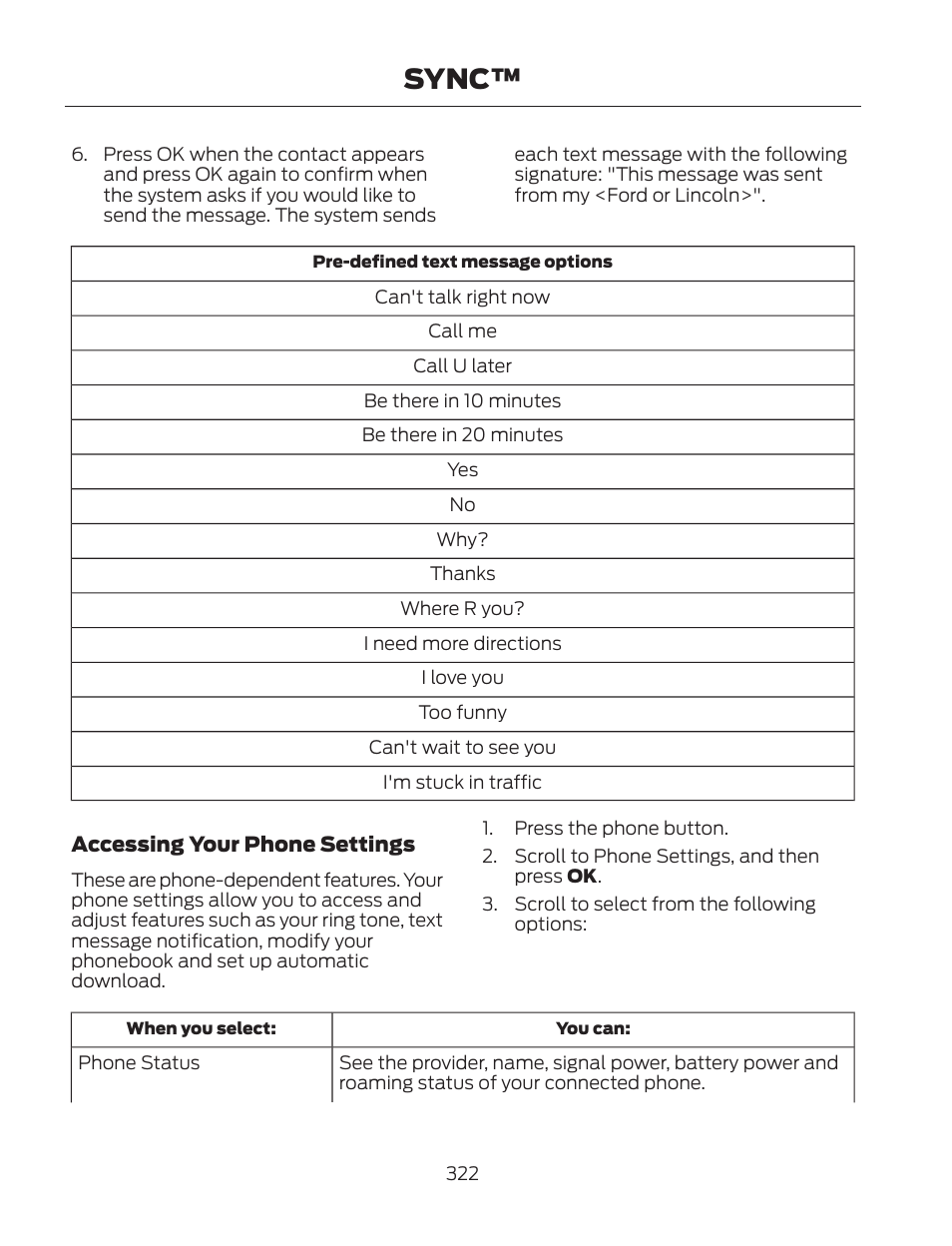 Sync | FORD 2013 Fusion Hybrid v.2 User Manual | Page 325 / 470