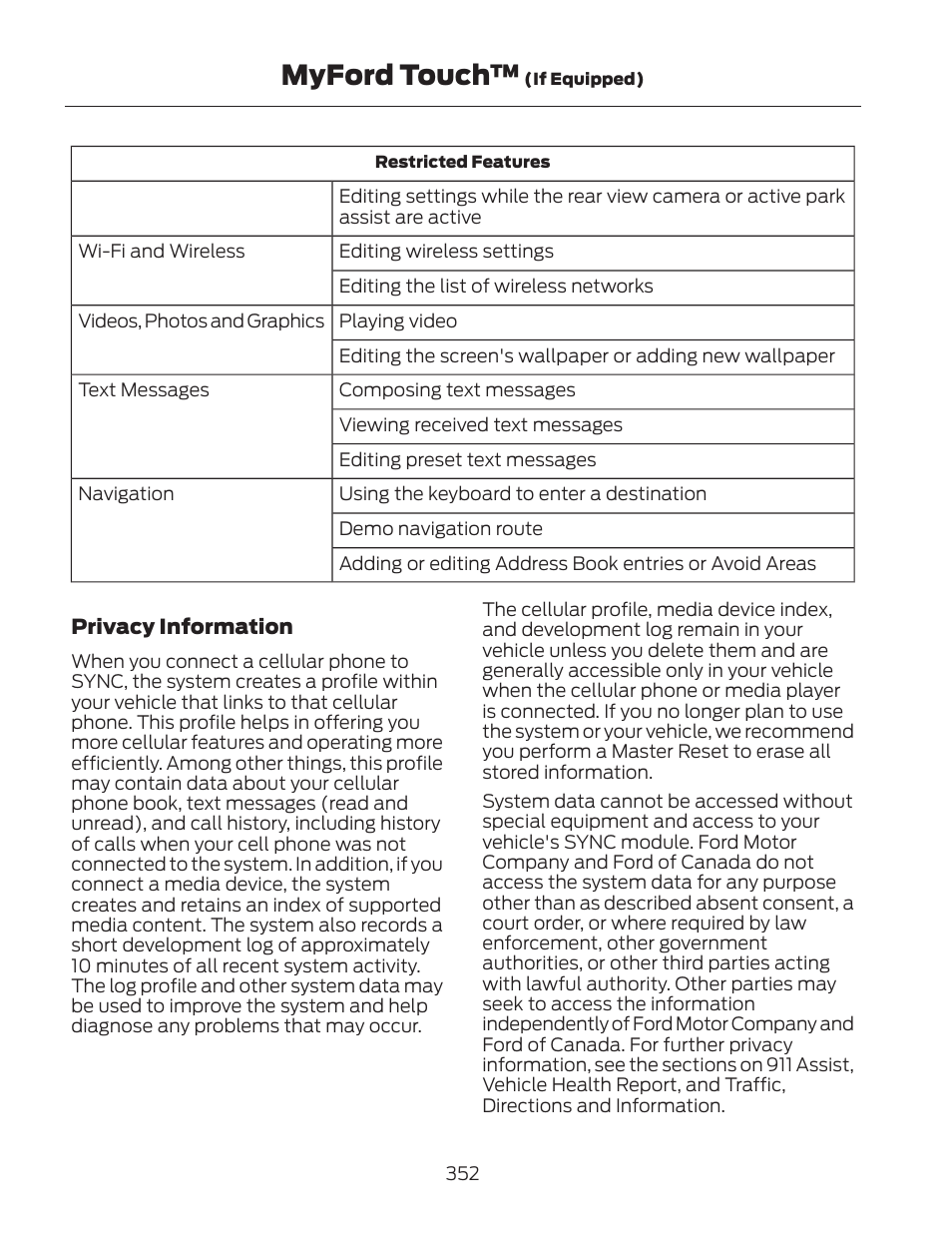 Myford touch | FORD 2013 Fusion Hybrid v.2 User Manual | Page 355 / 470