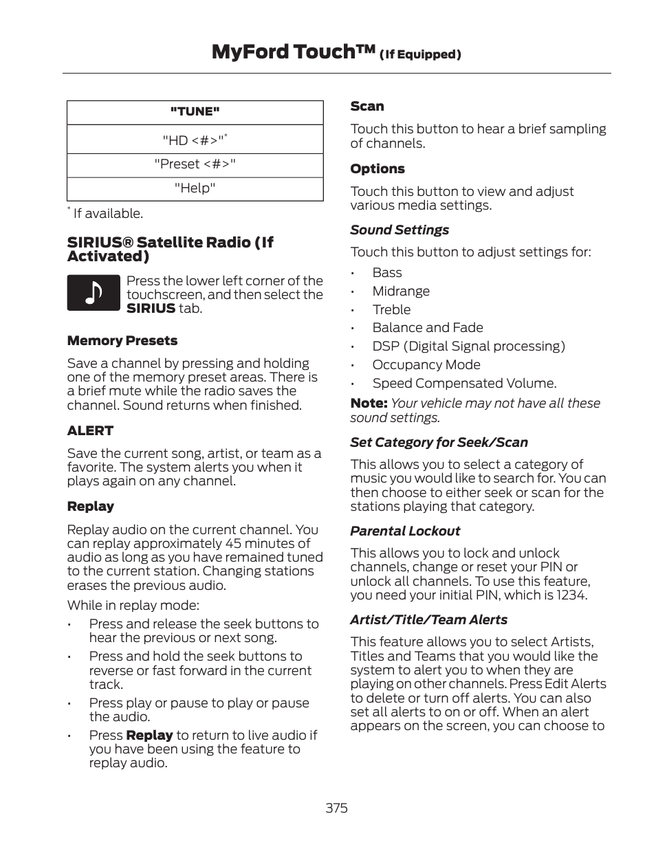 Myford touch | FORD 2013 Fusion Hybrid v.2 User Manual | Page 378 / 470