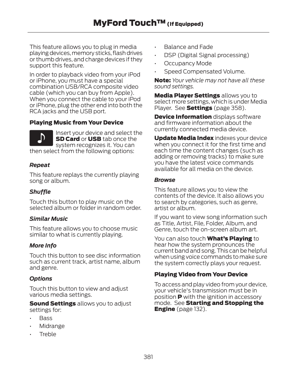 Myford touch | FORD 2013 Fusion Hybrid v.2 User Manual | Page 384 / 470