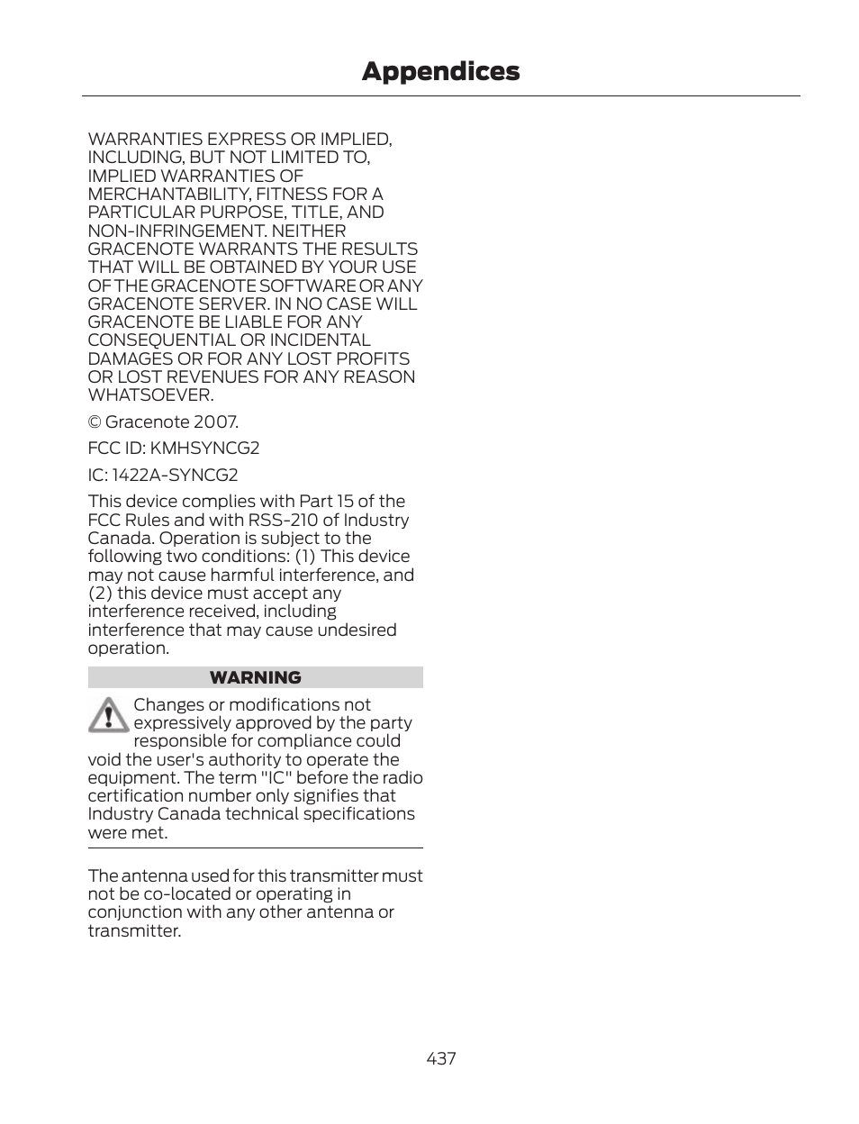 Appendices | FORD 2013 Fusion Hybrid v.2 User Manual | Page 440 / 470