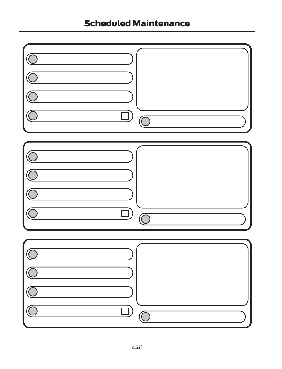 Dealer stamp, Scheduled maintenance | FORD 2013 Fusion Hybrid v.2 User Manual | Page 449 / 470