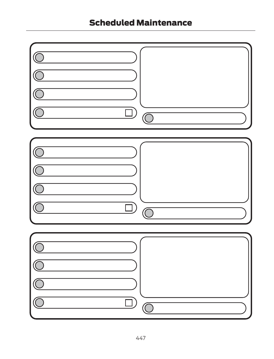 Dealer stamp, Scheduled maintenance | FORD 2013 Fusion Hybrid v.2 User Manual | Page 450 / 470