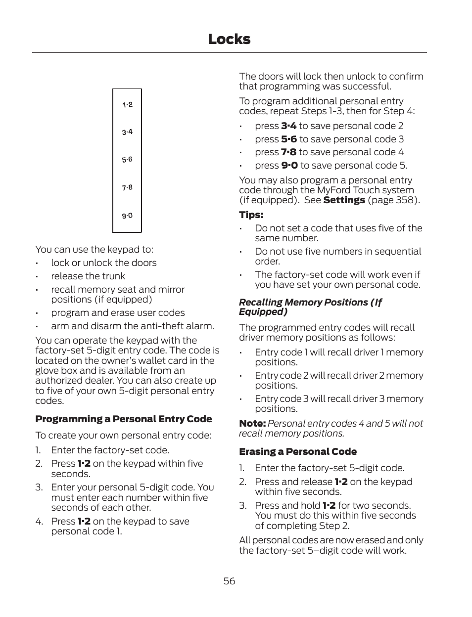 Locks | FORD 2013 Fusion Hybrid v.2 User Manual | Page 59 / 470
