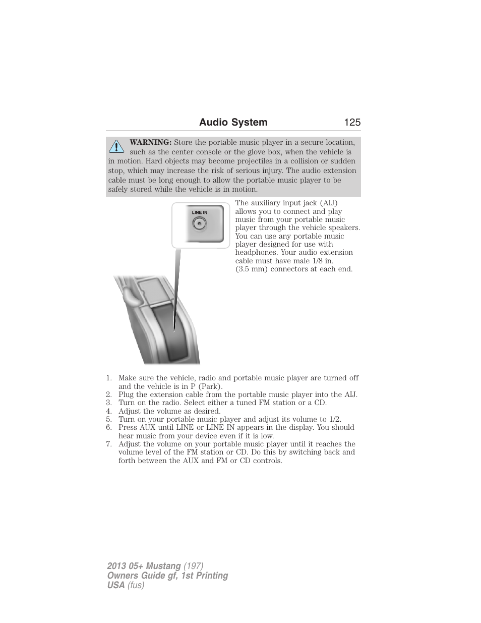 Audio system 125 | FORD 2013 Mustang v.1 User Manual | Page 125 / 437