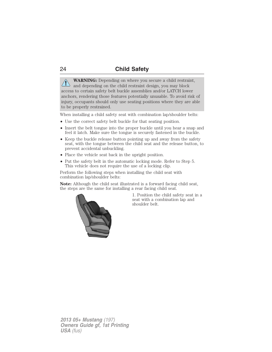 24 child safety | FORD 2013 Mustang v.1 User Manual | Page 24 / 437