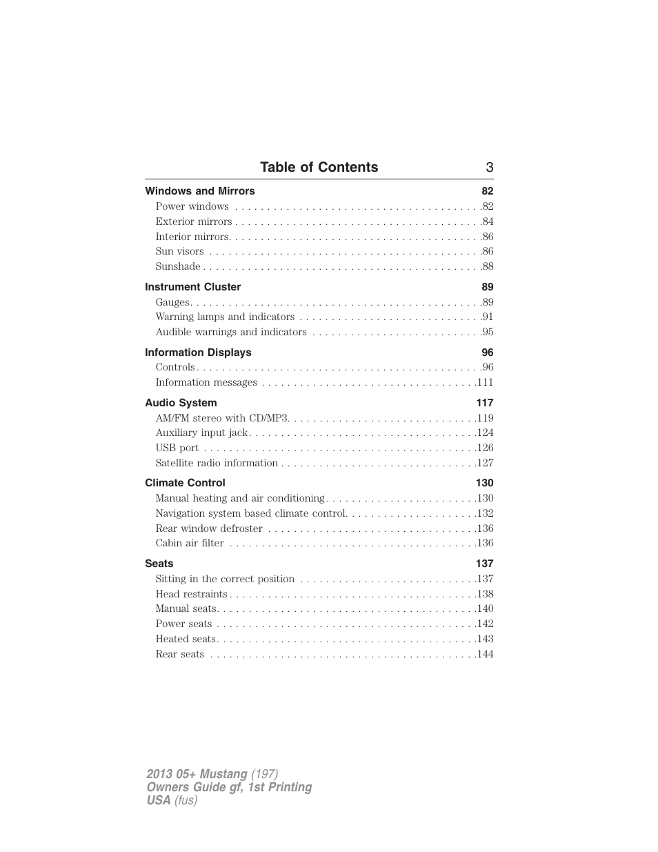 Table of contents 3 | FORD 2013 Mustang v.1 User Manual | Page 3 / 437