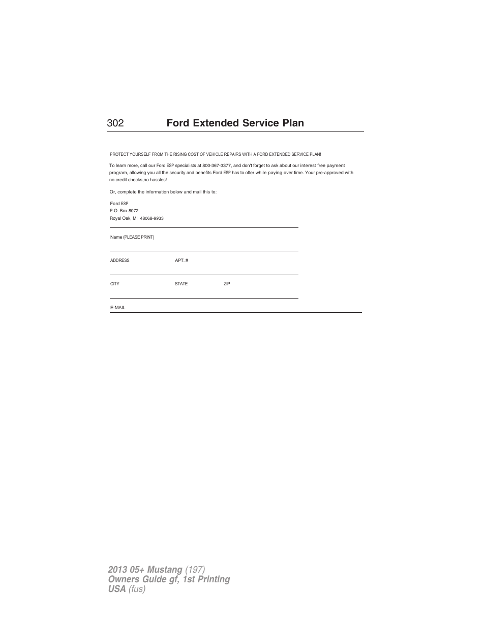 302 ford extended service plan | FORD 2013 Mustang v.1 User Manual | Page 302 / 437