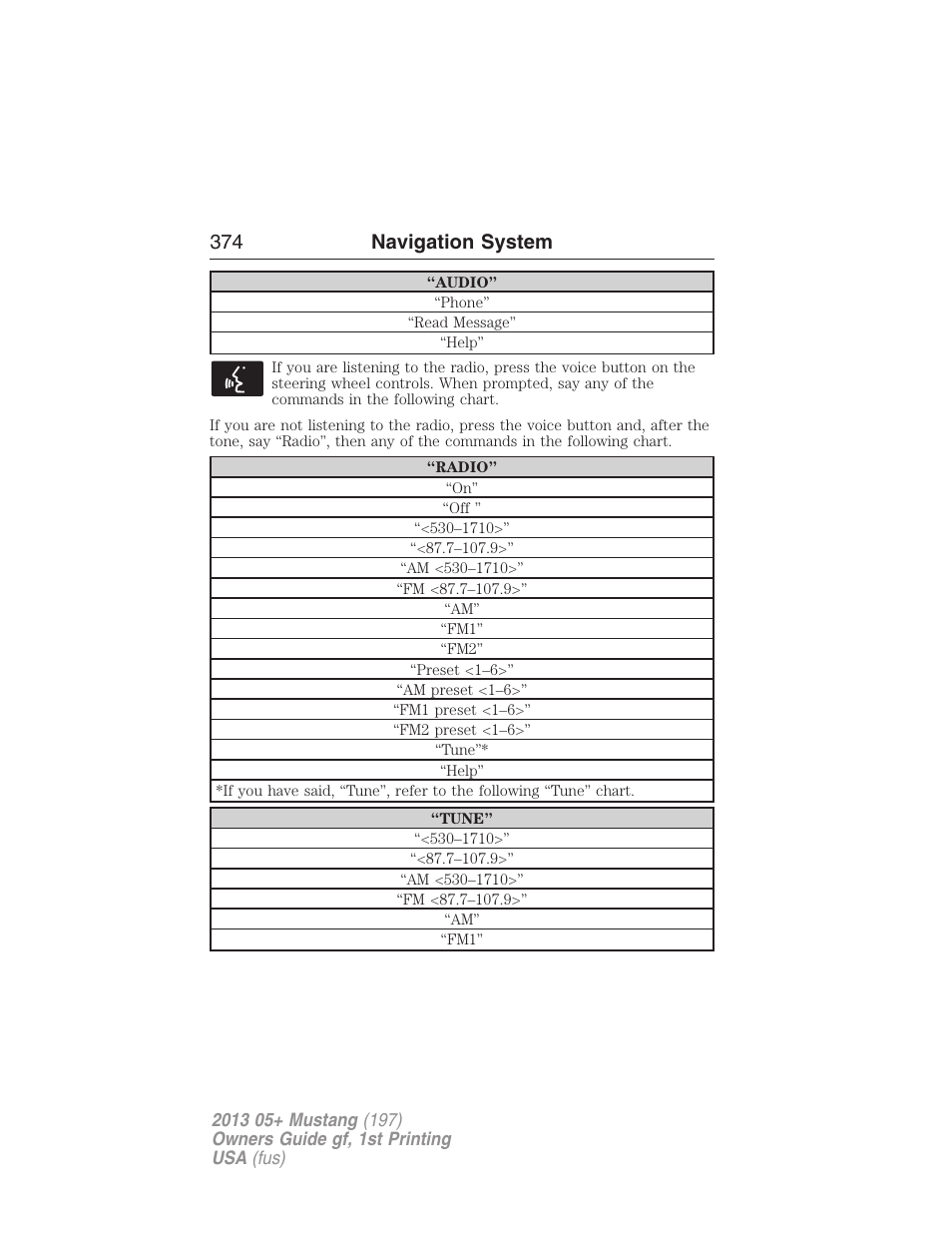 374 navigation system | FORD 2013 Mustang v.1 User Manual | Page 374 / 437