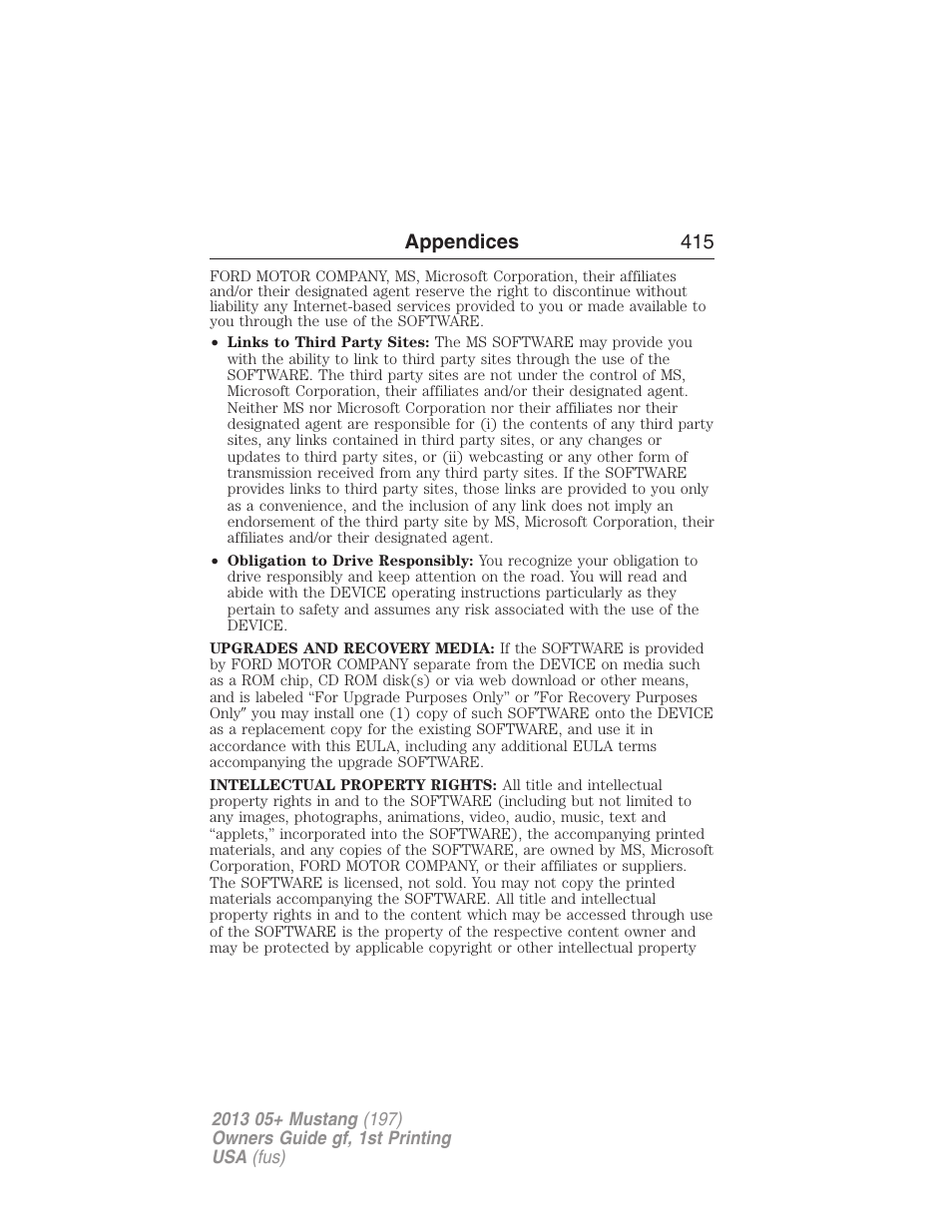 Appendices 415 | FORD 2013 Mustang v.1 User Manual | Page 415 / 437