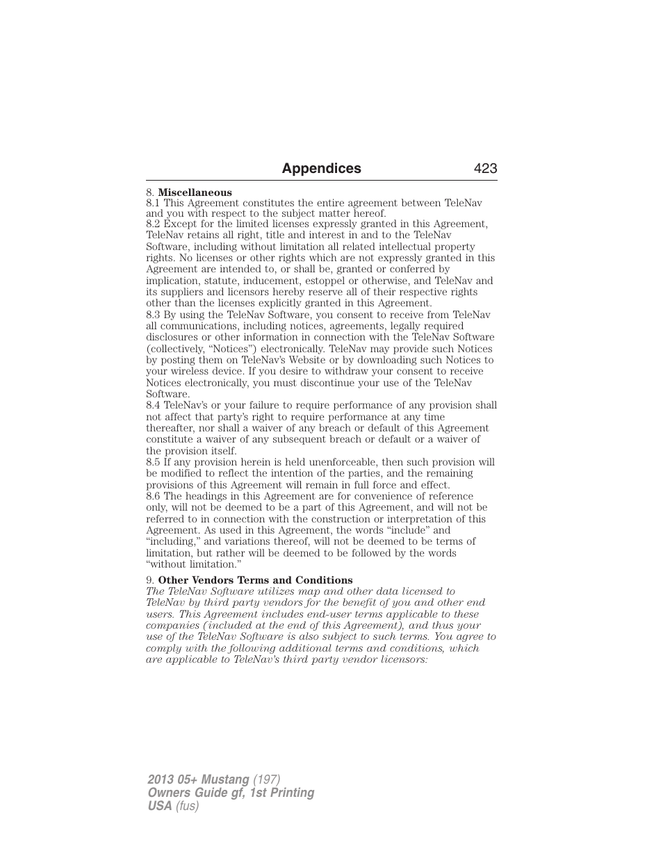 FORD 2013 Mustang v.1 User Manual | Page 423 / 437