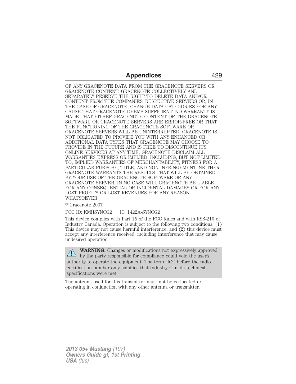 Appendices 429 | FORD 2013 Mustang v.1 User Manual | Page 429 / 437