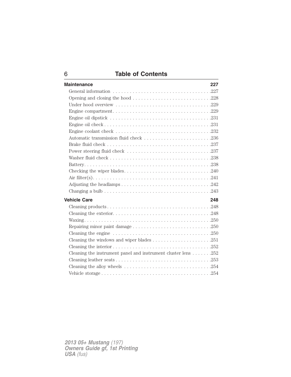 6table of contents | FORD 2013 Mustang v.1 User Manual | Page 6 / 437