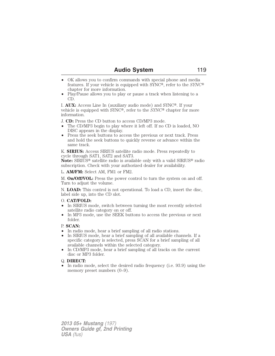 Audio system 119 | FORD 2013 Mustang v.2 User Manual | Page 119 / 427