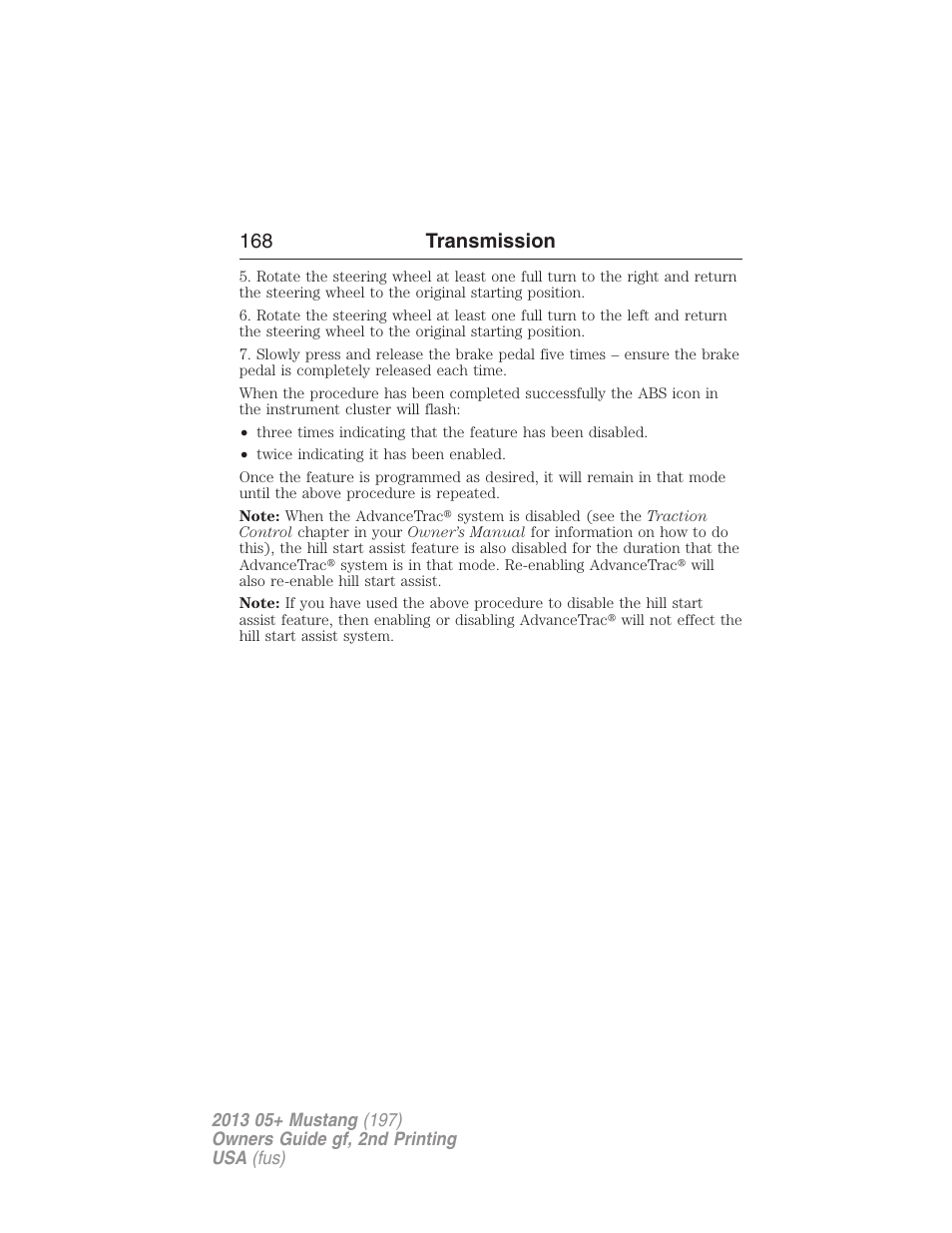 168 transmission | FORD 2013 Mustang v.2 User Manual | Page 168 / 427