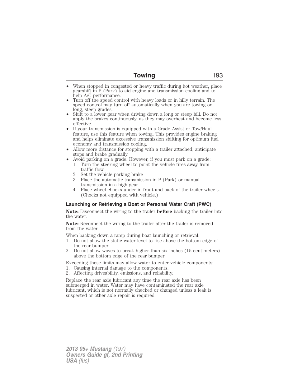 Towing 193 | FORD 2013 Mustang v.2 User Manual | Page 193 / 427