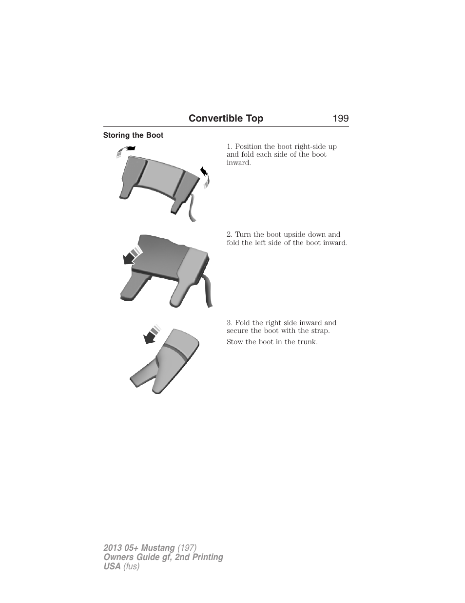 Storing the boot | FORD 2013 Mustang v.2 User Manual | Page 199 / 427