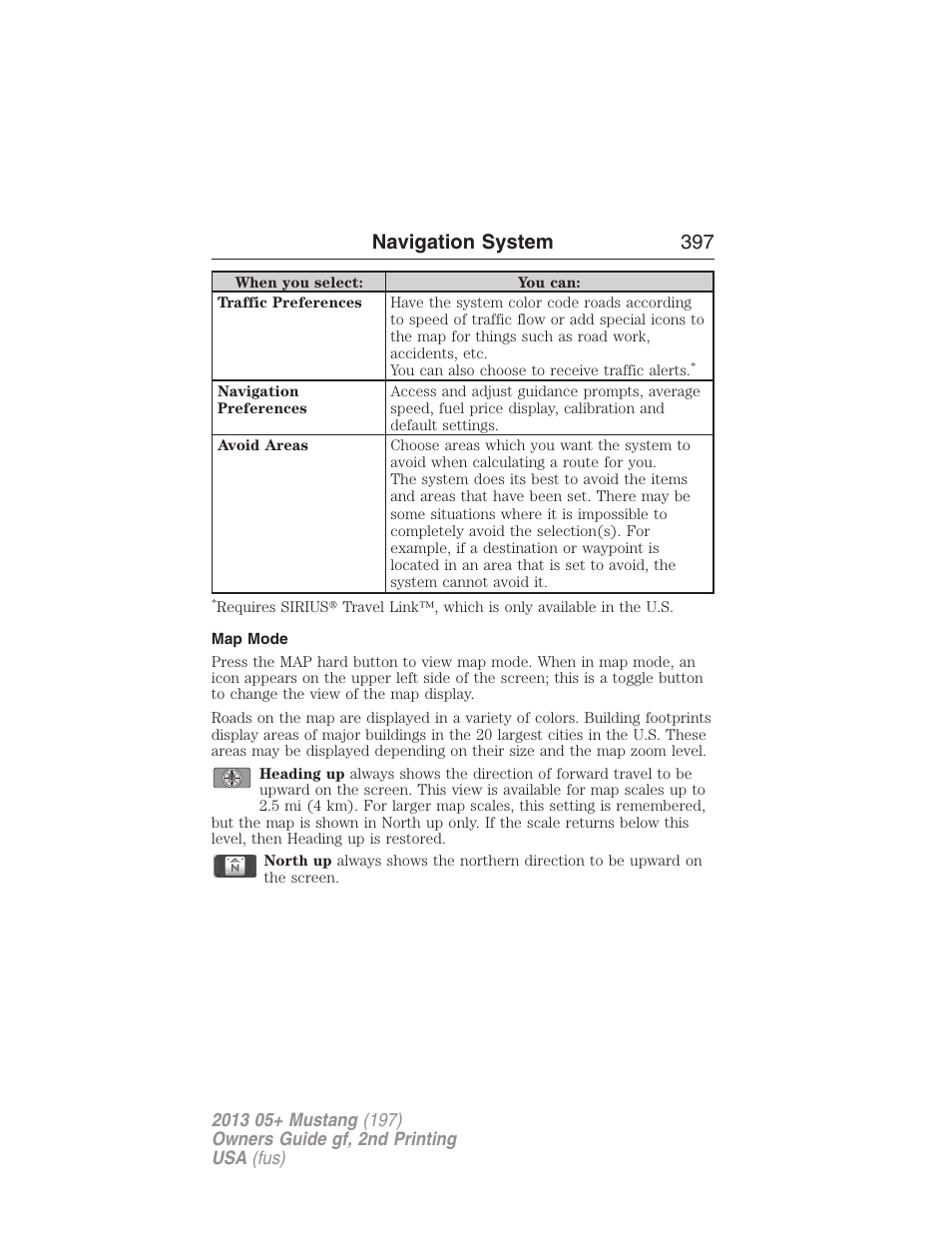 Map mode, Navigation system 397 | FORD 2013 Mustang v.2 User Manual | Page 397 / 427