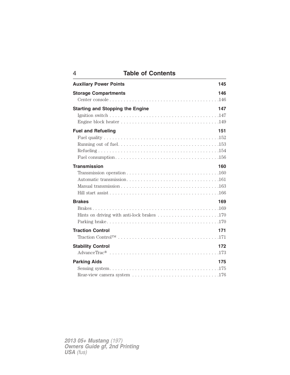 4table of contents | FORD 2013 Mustang v.2 User Manual | Page 4 / 427
